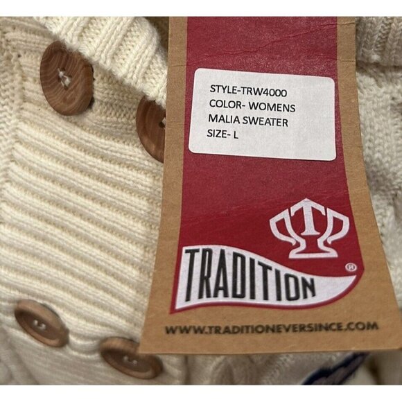 Cardigan Sweater Womens Large ODU Old Dominion University Ivory Cable Knit NEW - Picture 7 of 7